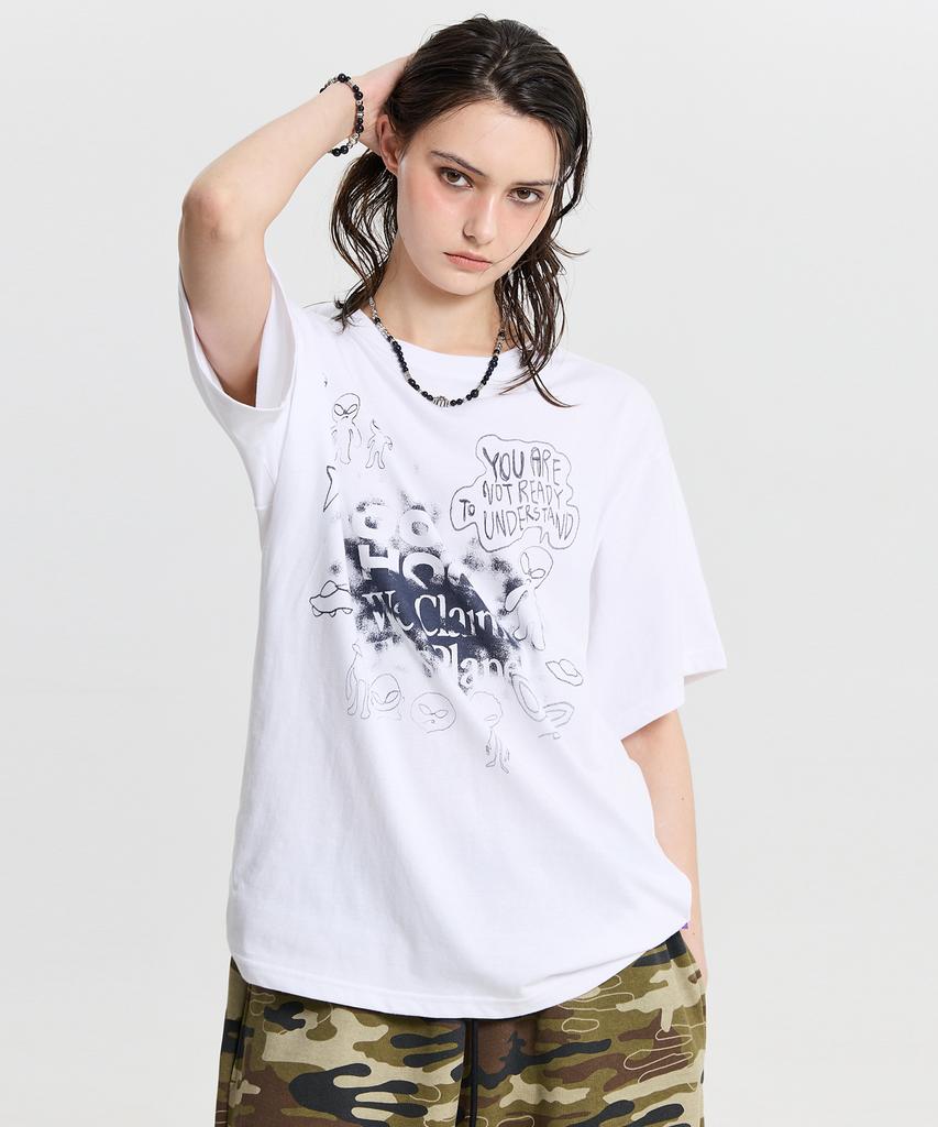 HOODHOOD Doodle Alien Short Sleeve T-Shirt White