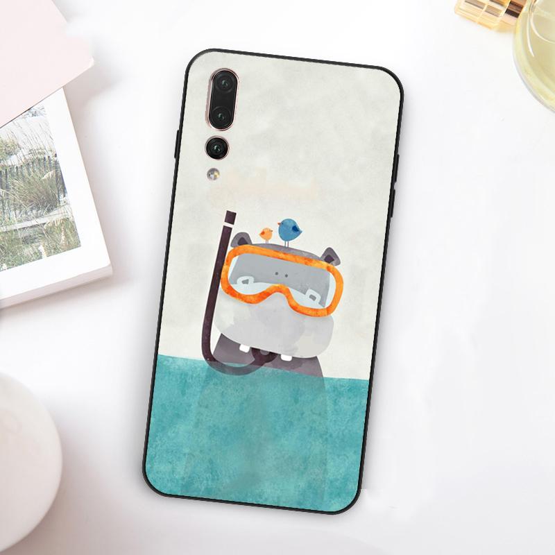 Cartoon Hippos Pattern For Huawei Nova 12i 12s 11i 7i 8i Y73 Y70 Y90 Y60 Y72 Y61 Y91 9 10 SE P30 Pro P40 Lite Case