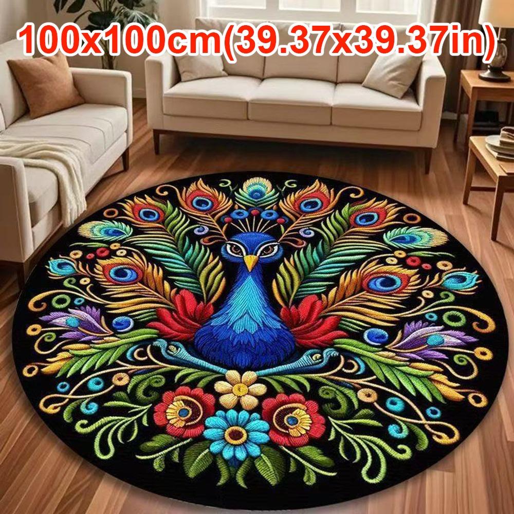Non-slip Peacock Carpet Soft Door Gasket Durable Blanket  for Living Room Tea Table Bedside