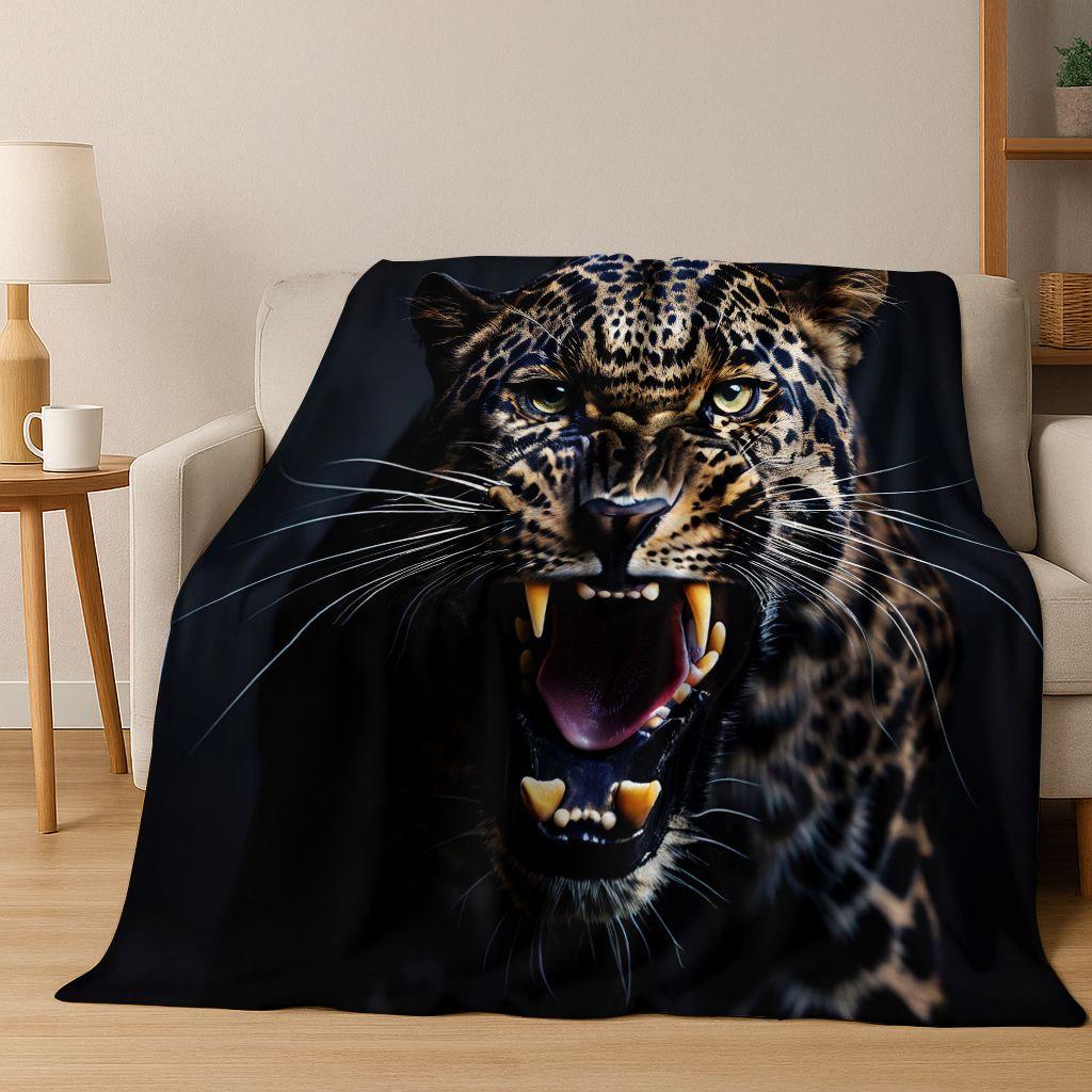 26 Style Wild Animal Leopard Cheetah Beast Cartoon Flannel Blanket,Cozy Soft Throw Blanket for Home Bedroom Bed Sofa Cover Kids