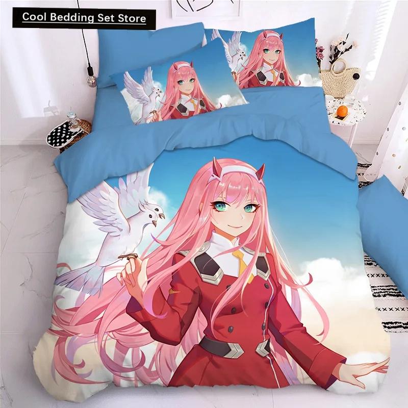Darling In The Frank XX Bettwäsche-Sets, japanische Anime-Spielfigur, 3D-Druck, Bettbezug-Sets, Twin Queen King Single Size Bettwäsche