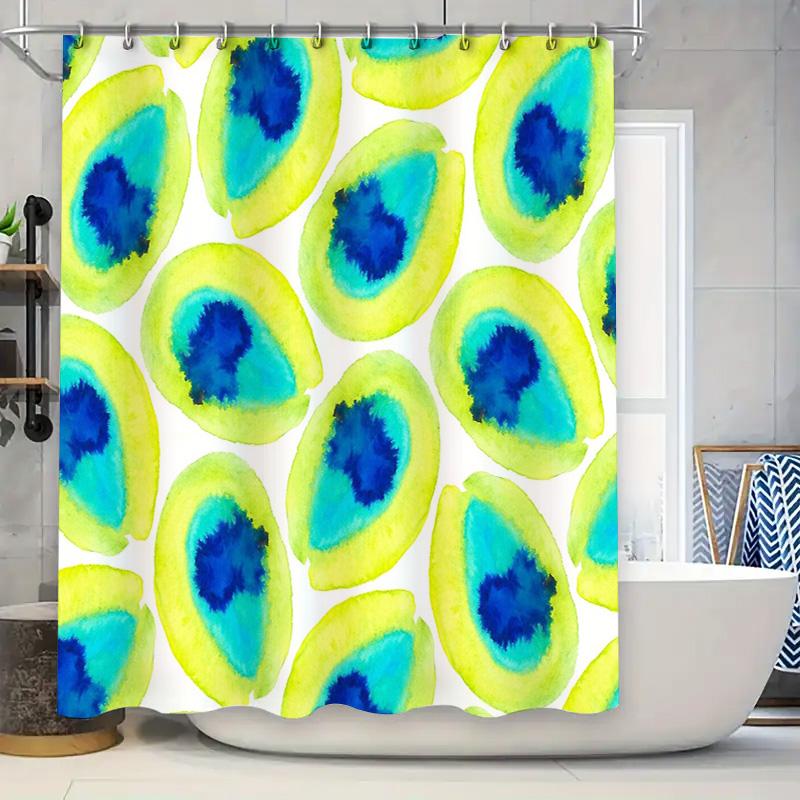 

Watercolor Blue Green Abstract Shower Curtain Botanical Nature Spa Bathroom Decor Modern Farmhouse Teal Turquoise Backdrop W60H190(CM)-1 Pcs