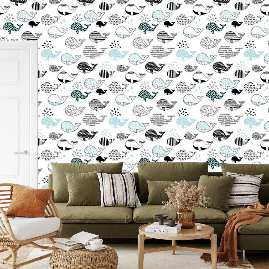 Whales Wallpaper for Living Room and Bedroom 50x1000