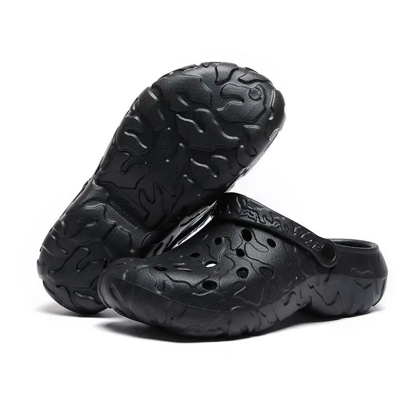 Platform Slippers for Men Outdoor Hole Anti-slip Shoes Clappers 2025 Rubber Trend Casual Mascullino Adult Sandals Man
