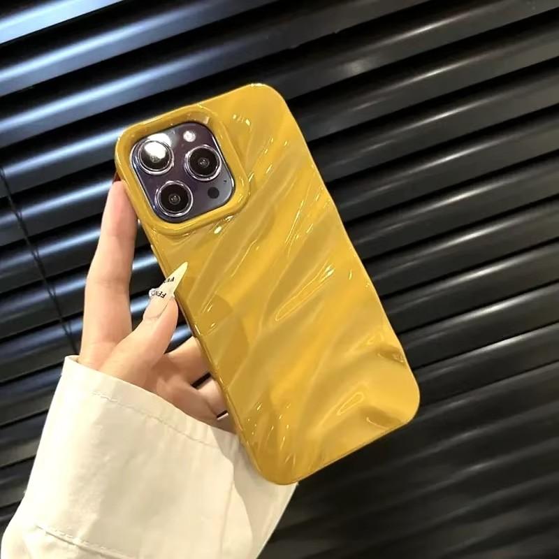 Luxury Soft Water Ripple Pattern Phone Case For iPhone 17 Air 11 12 13 14 15 16 Pro Max 16 Plus Plating 3D Bright Bumper Cover