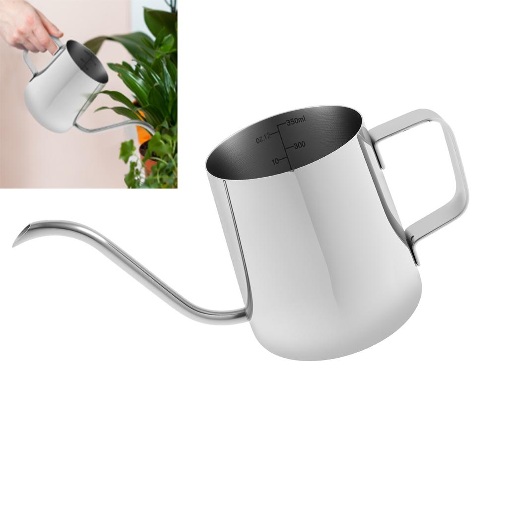 Stainless Steel Long Spout Watering Can Portable Small Garden Irrigation Pot Durable Watering Tool For Indoor Outdoor Flower Plant Office Greenery Car