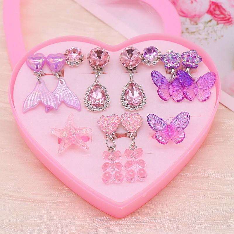 

Милые детские клипсы для ушей, серьги для девочек без проколов, набор колец-клипс для ушей русалочки