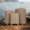 20"/24"/28" 3-Piece PP Spinner Suitcase Set - Sizes with Side Handles, Hanging Hooks & Protective Feet - Integrated Combination Lock (Champagne)