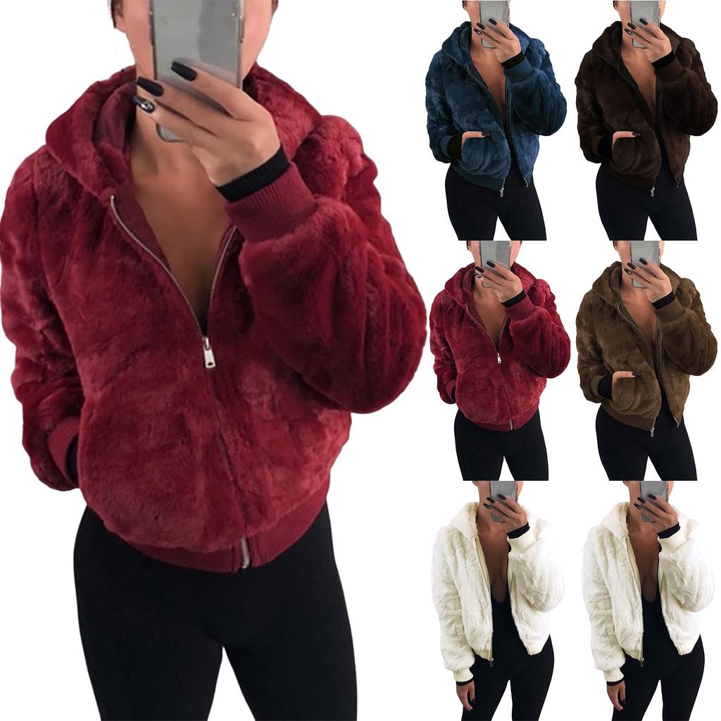 Women's Fashion Padded Solid Color Hooded Zipper Loose Soft Thick With Pockets Fall And Winter Jacket