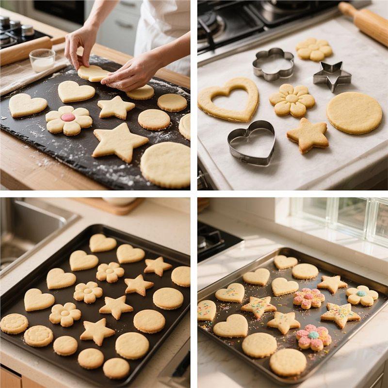 ABKS-Metal Biscuit Cutter Stainless Steel Cookie Cutters Set Heart, Flower Round,Star Shape Molds