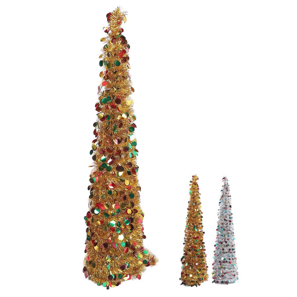 4,9 fot PET vikbar konstgjord julgran paljett popup julgran för hemdekoration