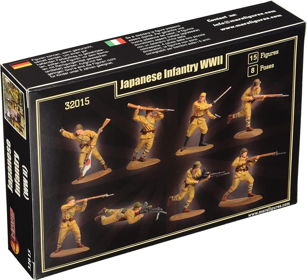 Mars Figure World War II Japanese Army Infantry 8 Figures Plastic Model ORM32015 1/32 Poses/15
