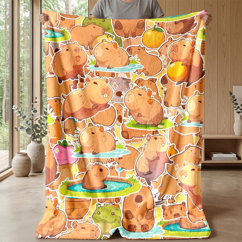 Cute Rabbit on Moon blanket Personalized Name Flannel Blanket Soft Cozy Plush Throw for Sofa Bed Lightweight Home Decor