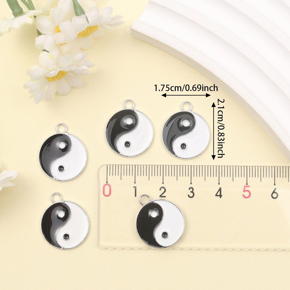 3/9/18pcs Black/White Yin Yang Alloy Enamel Tai Chi Yin Yang Bagua Pendant Craft Accessories DIY Necklace Bracelet Jewelry Making Discovery