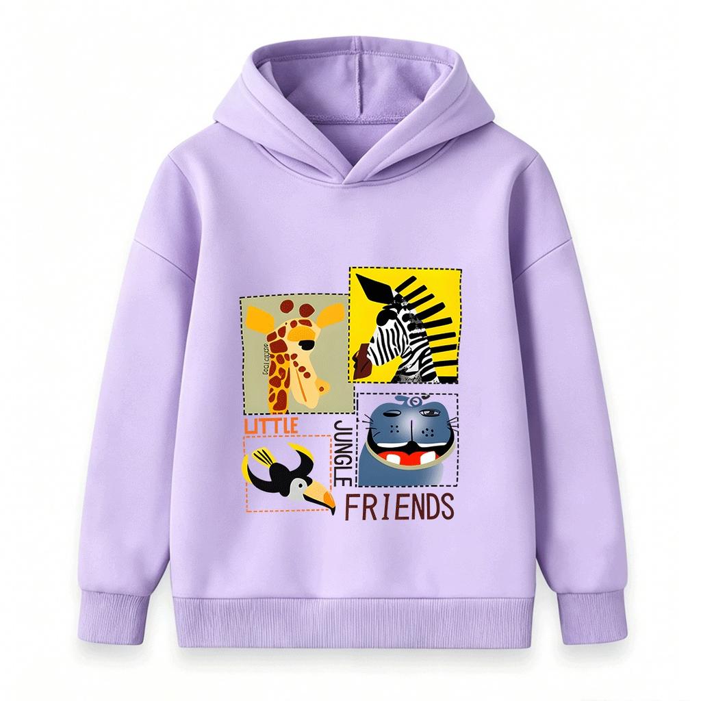 Kids Boys Girls 100% Cotton Crew Neck Short Sleeve T-Shirt, Cute Little Jungle Friends Giraffe Zebra Toucan Animal Printed Casual Tee for Daily Wear