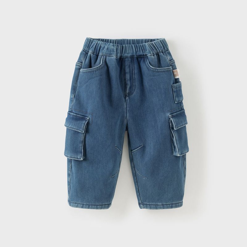 David Bella Boys  Pants Stylish Baby Jeans 2026 Winter New Children s Carrot Pants Cargo Pants Denim Blue [Ready Stock] 140