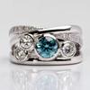 Huitan Exquisite Cross Rings for Women Shiny Blue/White Round Cubic Zirconia Rings Trendy Accessories Engagement Wedding Jewelry