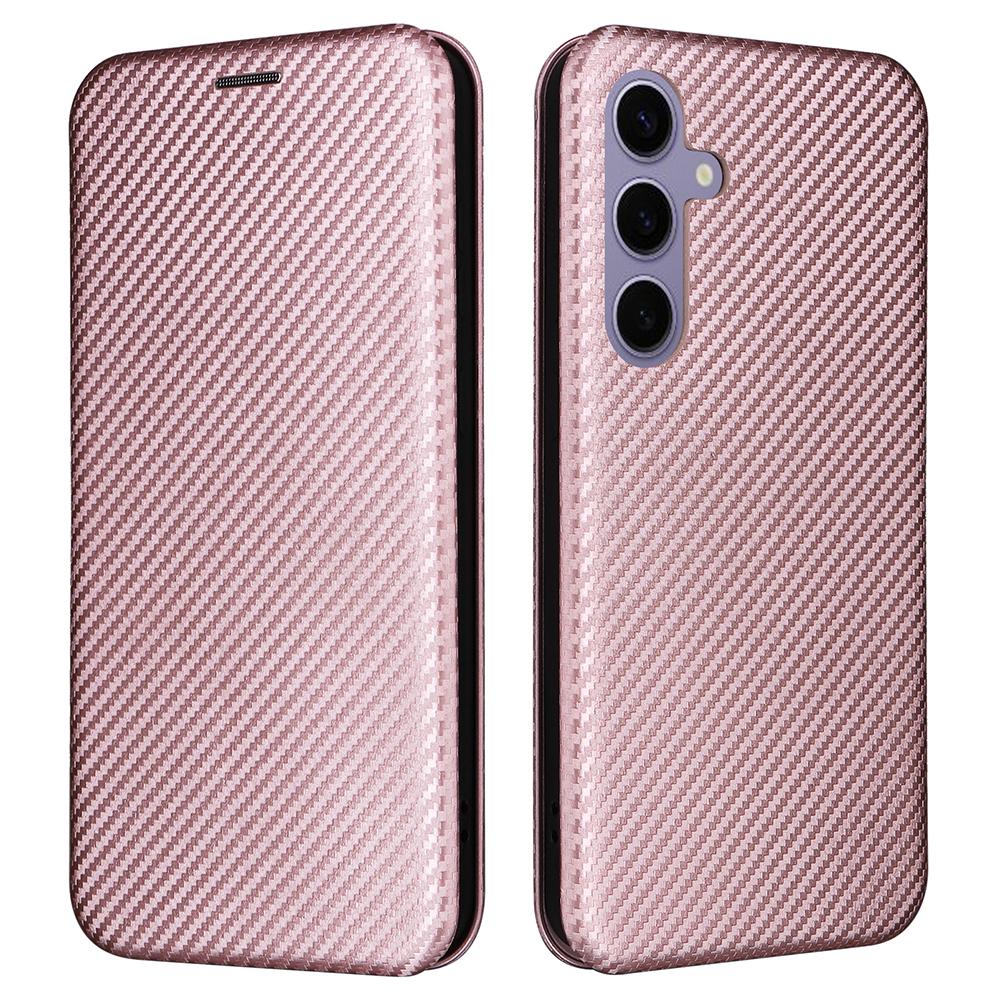 For Samsung Galaxy S25 Case Carbon Fiber Texture Drop-Proof PU Leather Phone Cover