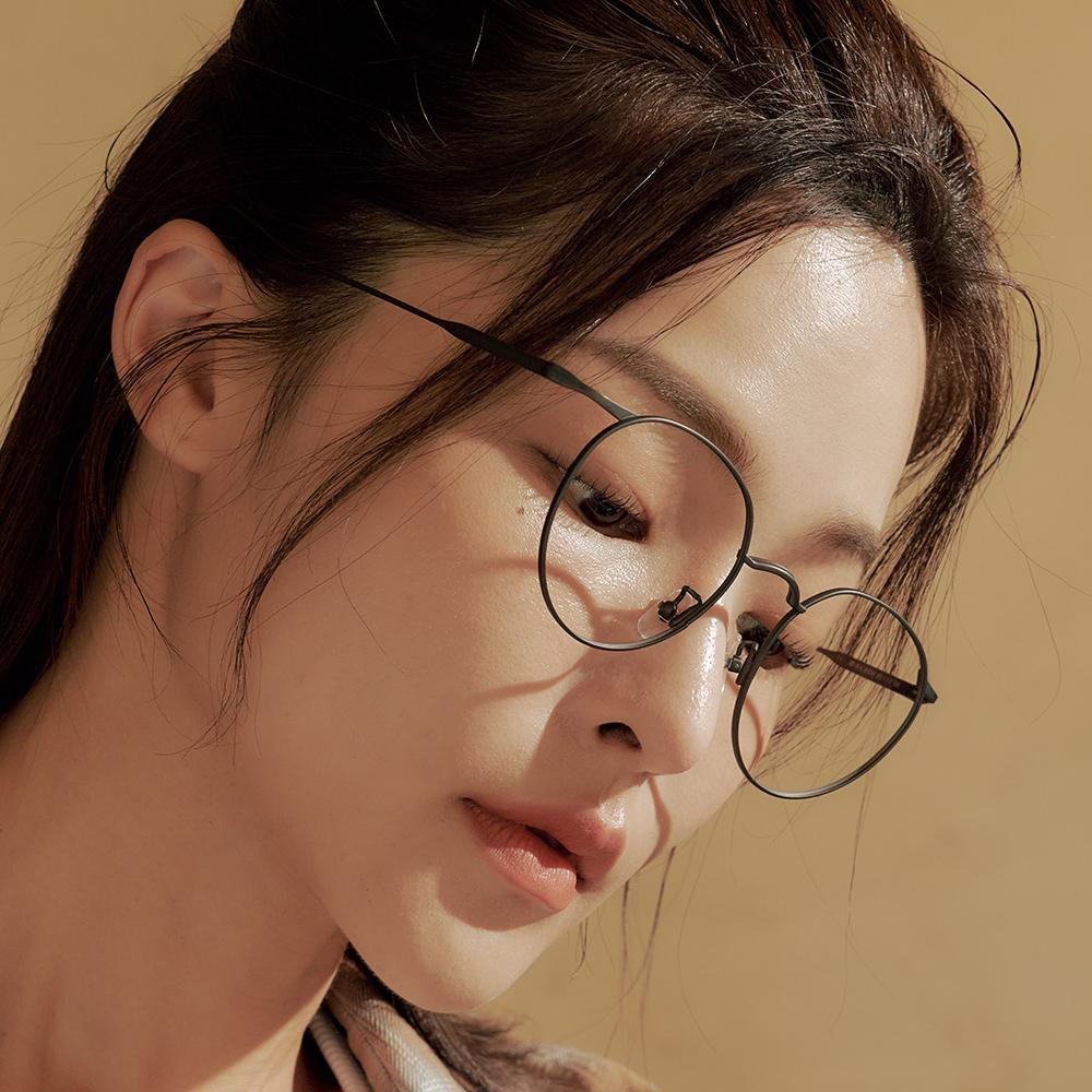 Alloaiweeo [Illusionist] Oversized Round Titanium Gray Eyeglass Frames Il8404 1010M