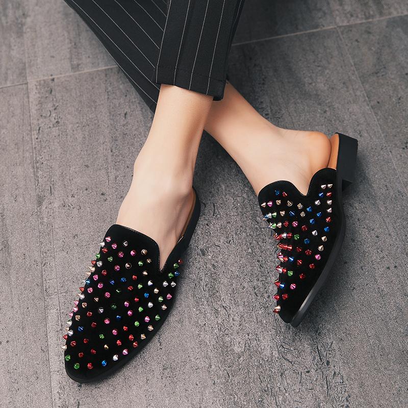 Size 38-47 Classic Men Flip-flops American Casual Comfortable Breathable and Fashionable Metal Brand Semi-flip-flops for Men