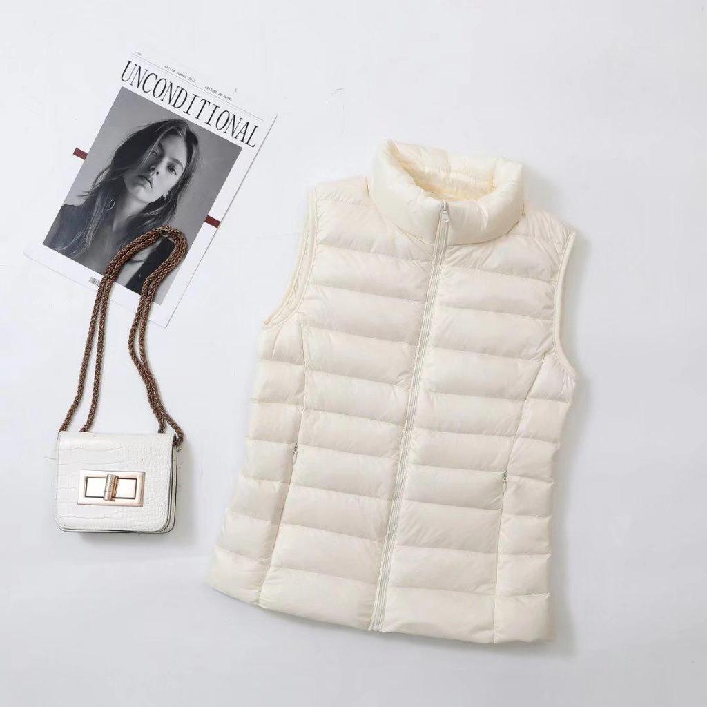 Women's Lightweight Down Vest, Stand-Up Collar, Plus Size 200 Jin, Autumn/Winter Outerwear