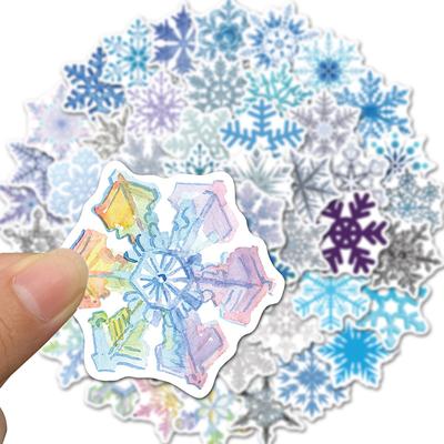 50PCS Snowflake Aesthetic Stickers Winter Christmas Decoration Snowflake Decal Waterproof Vinyl Sticker for Window Water Bottles