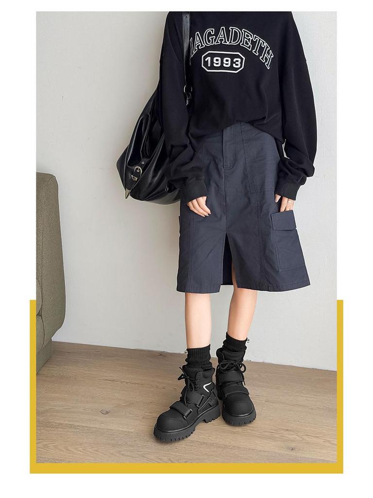 Niche Autumn Velcro Martin High-Top Unisex Motorcycle Boots with Height Increase