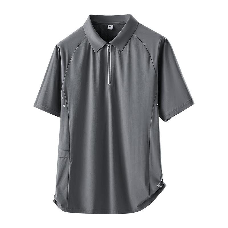 Seamless Ice Silk POLO Shirt, Quick-drying, Thin, Breathable And Sweat-wicking T-shirt, Loose Elastic Sports Casual T-shirt