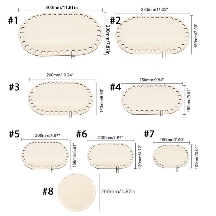 2Pieces Wood Crochet Basket Base Blank Basket Bottoms for Crochet Basket Crafting Crochet Bag Making Sewing Accessories