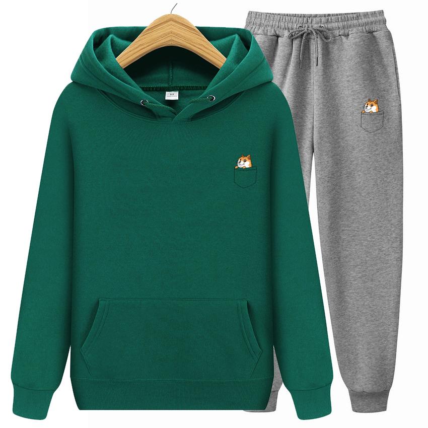 

Новые женские осенние толстовки с капюшоном и принтом в виде кота и букв + брюки, повседневные толстовки с капюшоном, спортивная мужская флисовая куртка с капюшоном 3XL