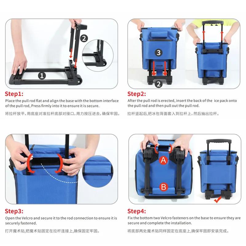 Borsa termica morbida a tenuta stagna da 35L con ruote, grande capacità, borsa termica isolata per picnic, campeggio, spiaggia, consegna, multiuso
