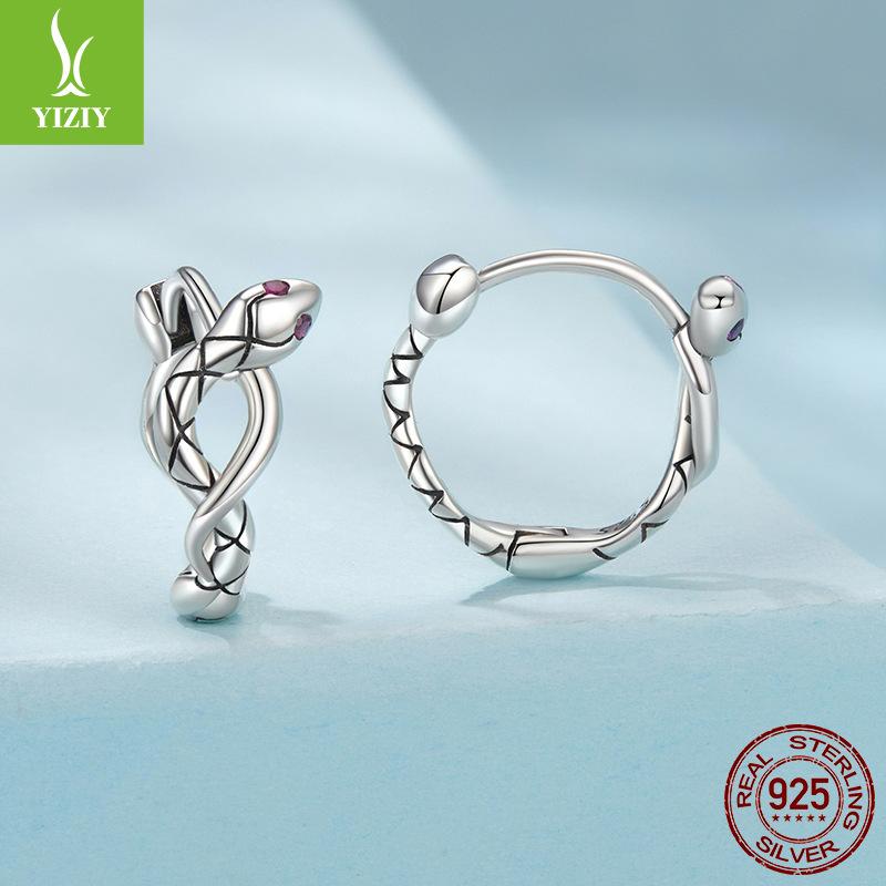 

Серьги-клипсы из стерлингового серебра 925 пробы в виде змеи, винтажные элегантные серьги с животными на удачу