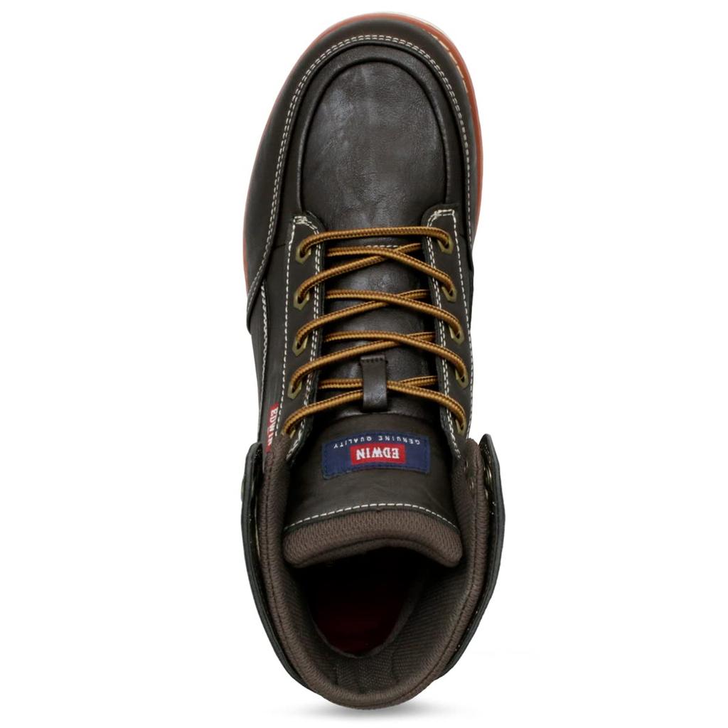 Edwin Leichte Wasserdichte Lässige Stiefel mit PU Weit Premium Stilvoll Dunkel Größe Herren High-Top Leder, Passform, Material, Schnürstiefel, Braun, 26.5