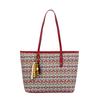 2026 New Arrival PU Leather Women's Tote Bag Retro Geometric Print Large Capacity Shoulder Bag Trendy Beaded Pendant Handbag