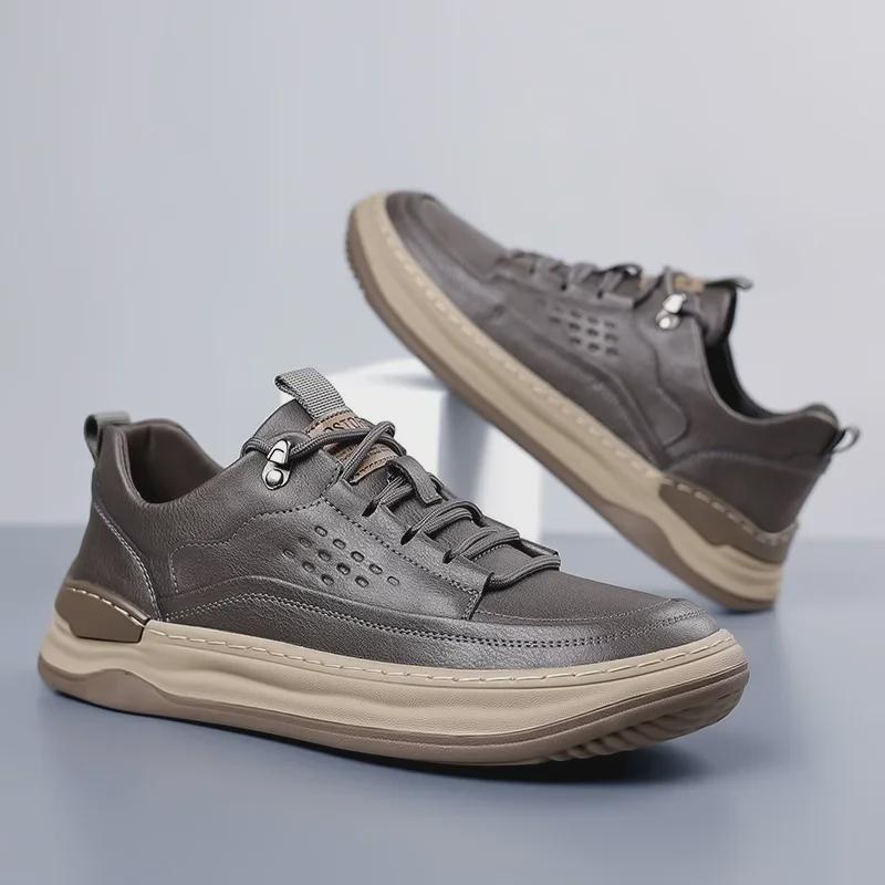 Trendy Soft-Soled Autumn Leather Men's Shoes: Fashionable, Casual, Low-Top, Versatile Crooked Head Clown Design