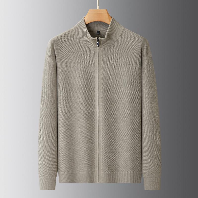 Men's Full-Zip Stand Collar Oversized Knit Cardigan