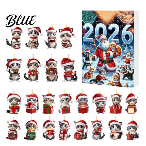 Festive Home Decor 24 Days 2026 Cat Hat Kitten with Santa Advent Calendar Christmas Countdown