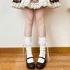 Original Japanese-style Lolita Thin Mid-Calf Knitted Polyester Tube Socks Bows Lace Design Breathable Anti-Bacterial Daily