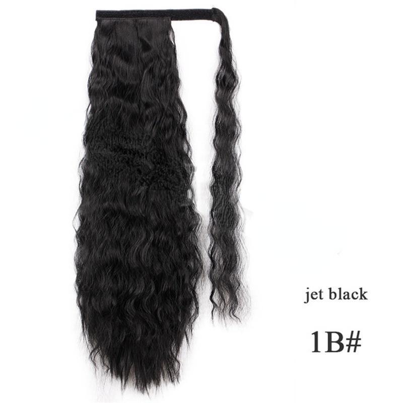 MISS WIG Corn Wavy Long Ponytail Synthetic Hairpiece Wrap On Clip Hair Extensions Ombre Ponytail