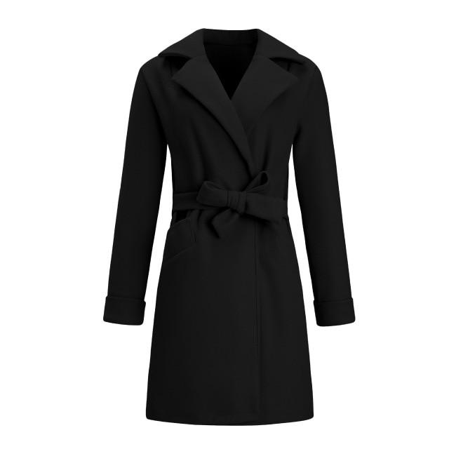 Cappotto Lungo In Lana Invernale da Donna Elegante Cappotto Monopetto con Revers e Cintura Giacca Autunno Vintage da Ufficio Donna Slim Fit Soprabito