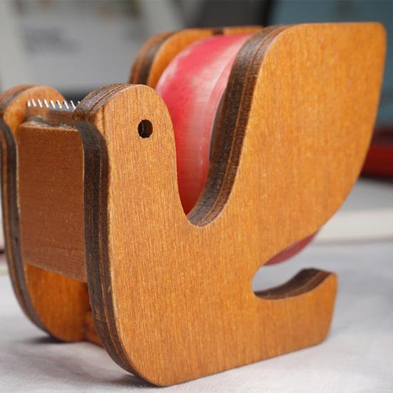 Wooden Tape Cutter Desktop Tape Dispenser Animal Shaped Squirrel Whale Design Ergonomic Easy Cut Tape Holder for Office Home School Storage