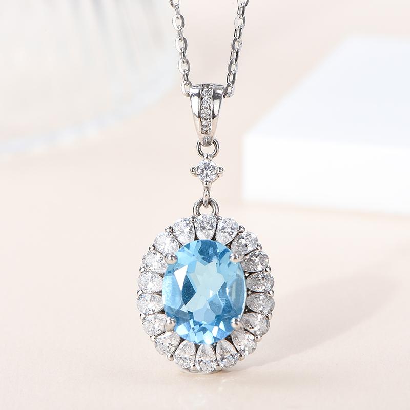 Healing Stones Natural Crystal Beautiful Polished Blue Topaz Garnet Peridot Pendant 925 Sterling Silver Jewelry Charms