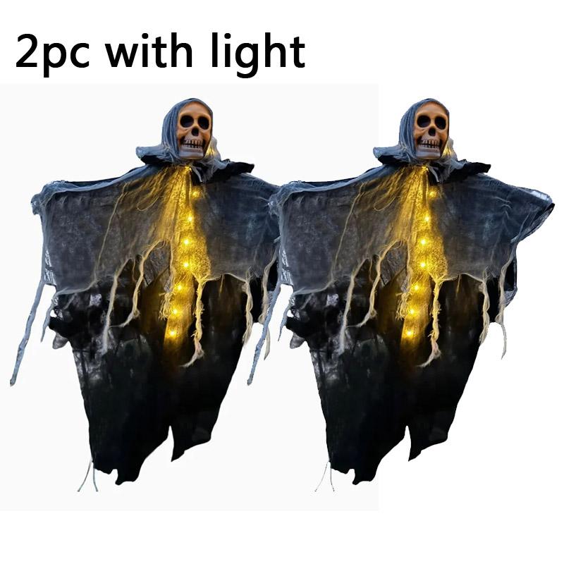 Glowing Skeleton Ghost Hanging Pendant Spooky Halloween Decoration for Porch, Haunted House and Terror Party Scary Props