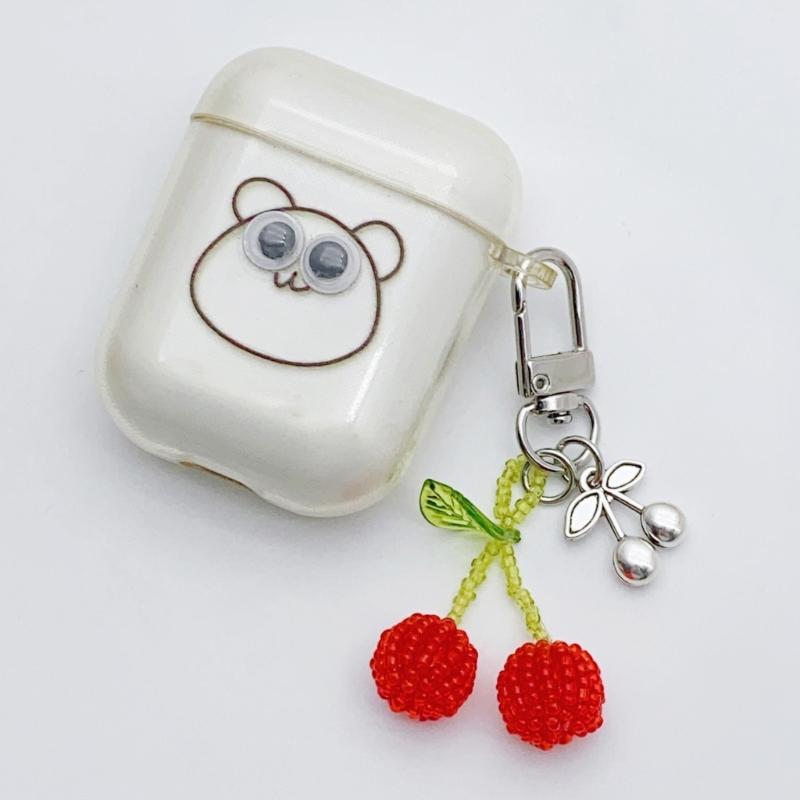 Kirsch Perlen Schlüsselanhänger Rosa Herz 7,5cm Niedliches Handgemachtes Kristallperlen Accessoire für Damen und Teenager Taschenanhänger