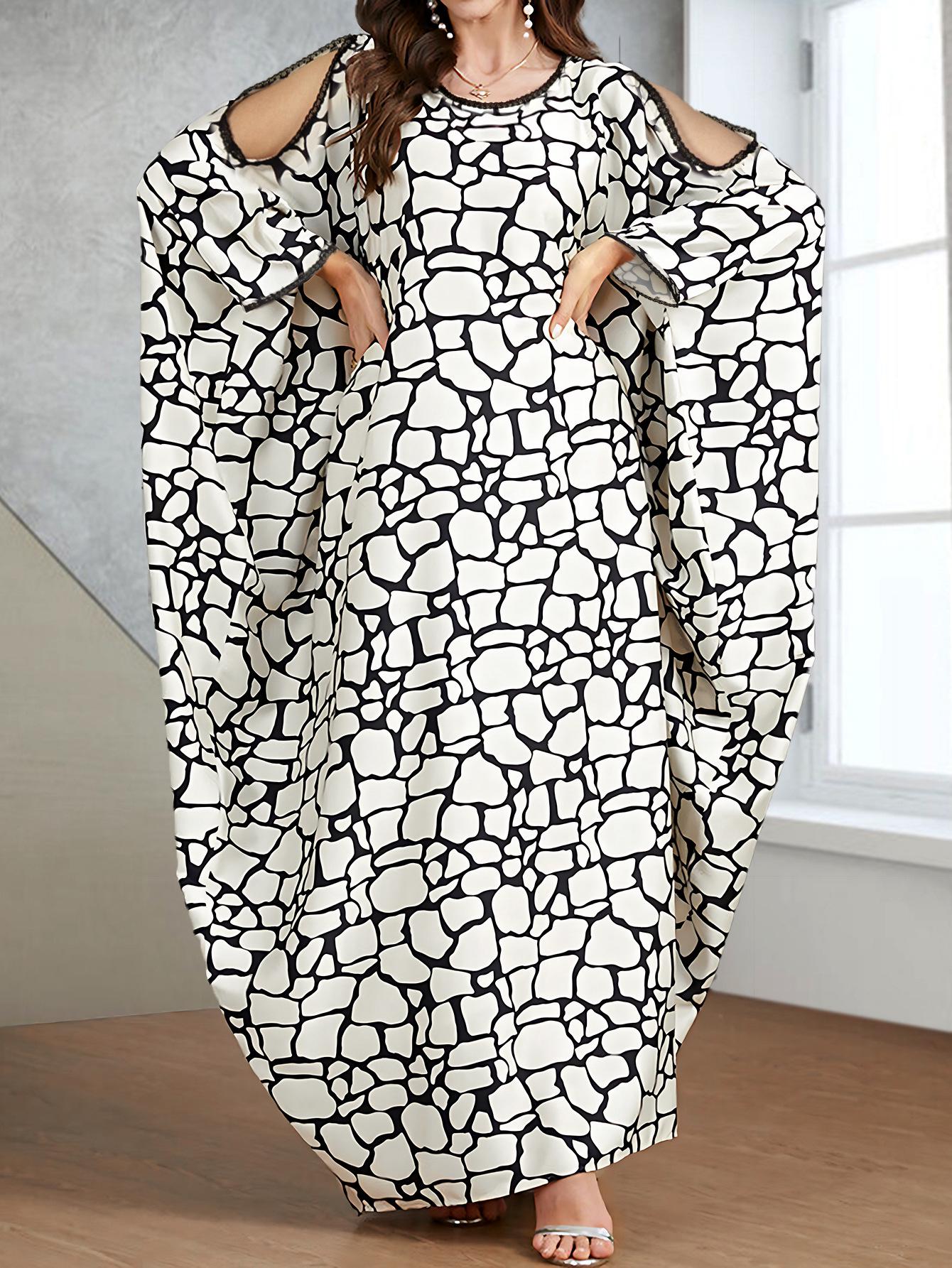 

Мусульманское платье с рукавами «летучая мышь» в ближневосточном стиле: Женское платье с арабским принтом Large белый