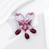 Pink Butterfly Brooch with Crystal Tassel Enamel Rhinestone Alloy Pin for Women