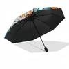 1 Stück Buntglas-Fuchs-Design Automatischer Faltregenschirm - Tragbares 3-fach faltbares Design mit 8-Speichen-Eisenrahmen, Outdoor, Ideales Geschenk für Fans, Reisende, Täglichen Gebrauch