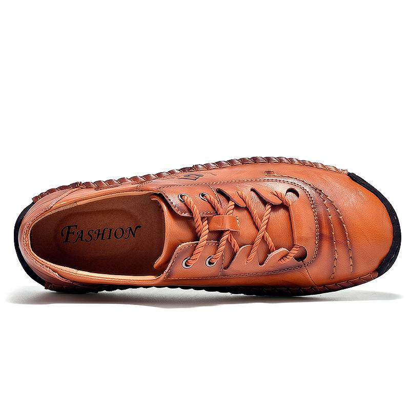 Handmade Casual Leather Shoes Men Loafers Comfortable Moccasins Men Flats Shoes Genuine Leather Men Shoes