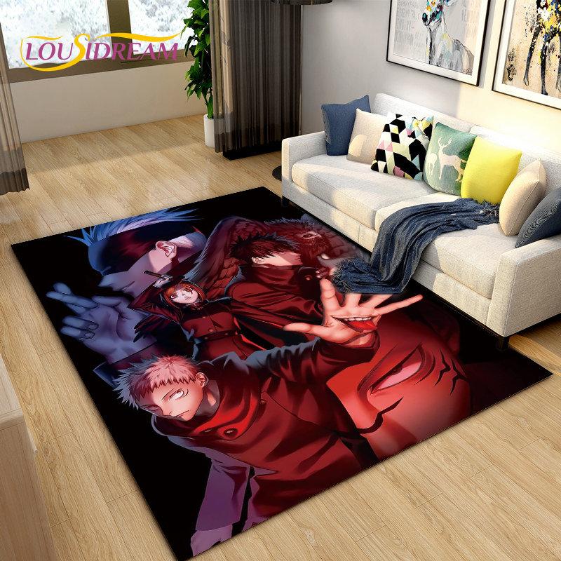 Jujutsu Kaisen Anime Cartoon Area Rug,Carpets Rug for Living Room Bedroom Sofa Doormat Decoration,Kids Play Non-slip Floor Mat