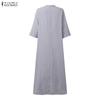 ZANZEA Women Casual V-Neck Summer Loose Short Sleeve Long Dress